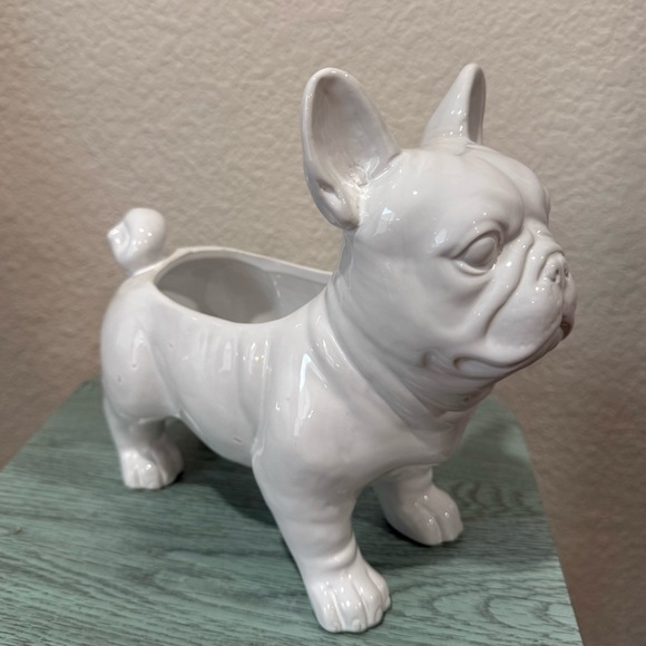 🚫SOLD🚫Ashland White French Bulldog Ceramic Planter Or Storage Trinket Holder NWT - Picture 2 of 8
